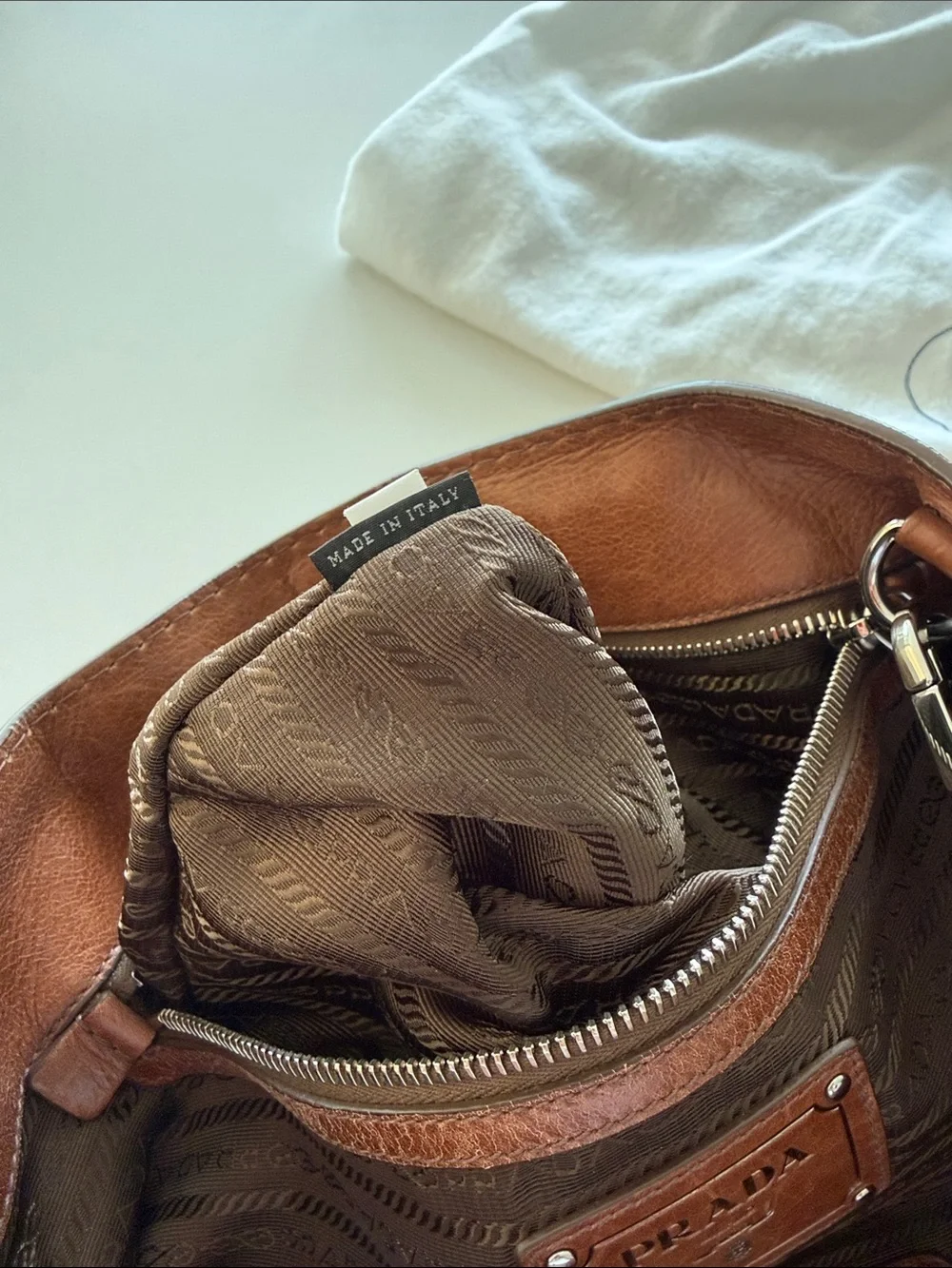 Prada VINTAGE Cognac Brown Leather Shoulder Bag. Early 1990!! It’s a classic